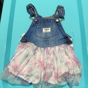 OshKosh B’gosh 18M denim and floral skirt overalls
